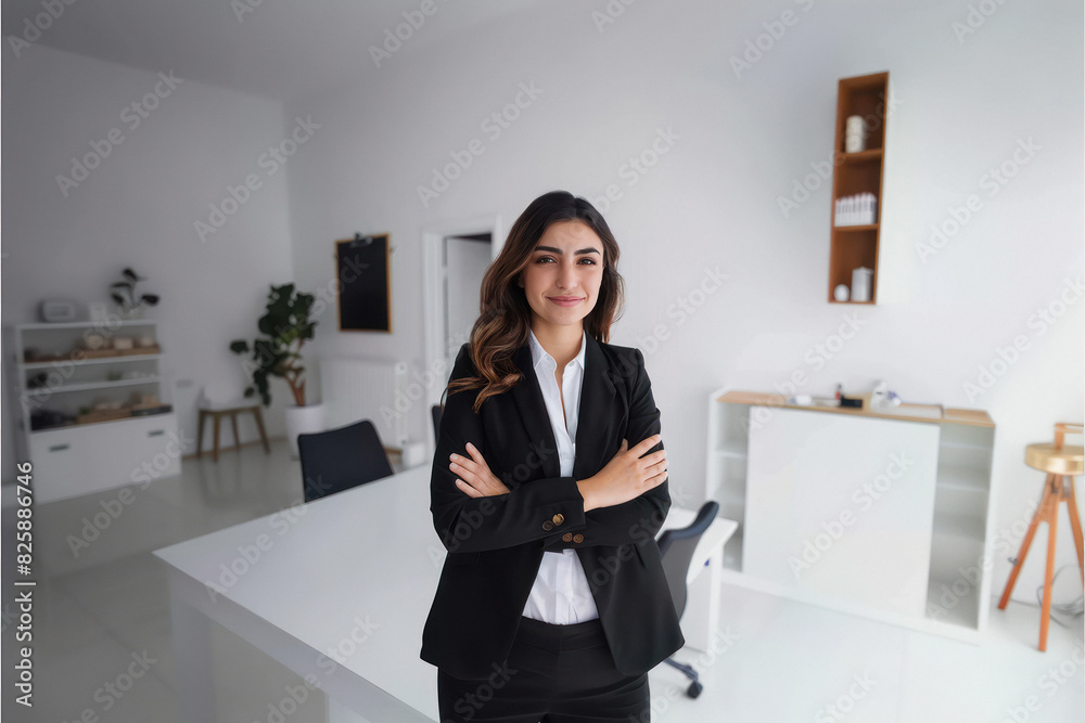 yong beautiful businesswoman standing confidantly yong beautiful businesswoman standing confidantly