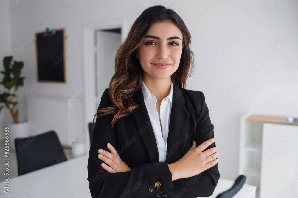 yong beautiful businesswoman standing confidantly yong beautiful businesswoman standing confidantly