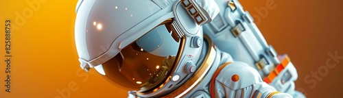The astronaut's helmet is a symbol of human exploration and achievement. photo
