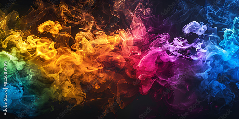 A colorful smoke wallpaper with a black background and a black background.