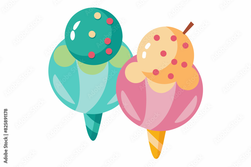 Obraz premium 2 ice-cream image vector artwork illustration 