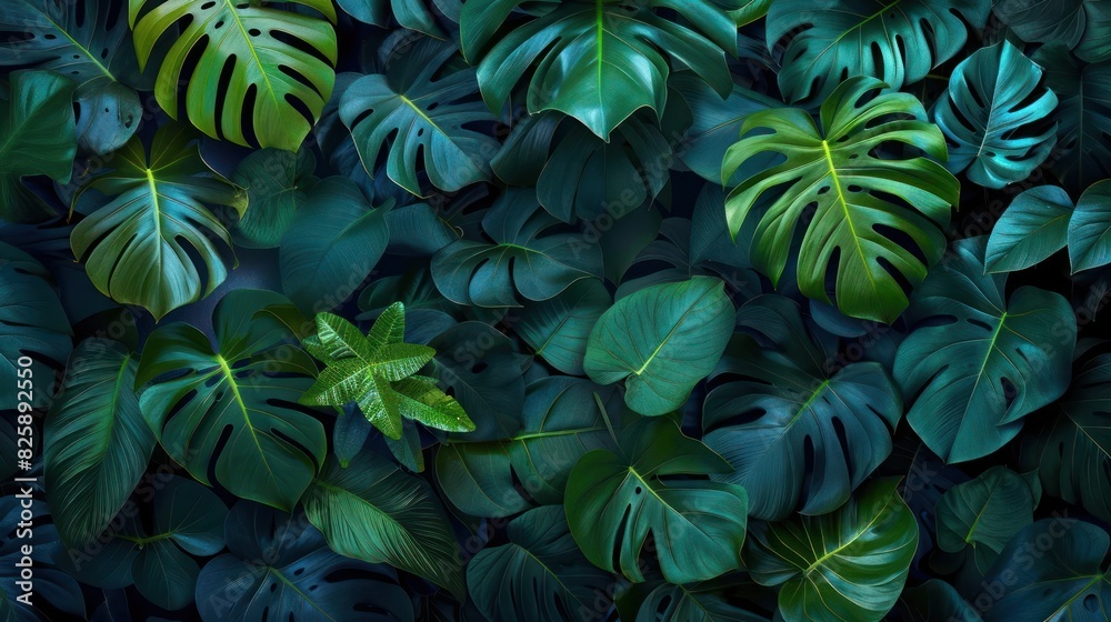 Vibrant Tropical Leaves Overlay Background