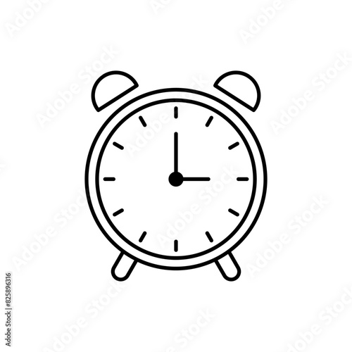 Black color flat design alarm clock vector icon