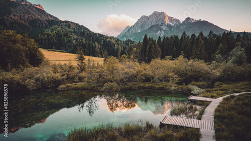 lake and mountains naravni rezervat zelenci photo