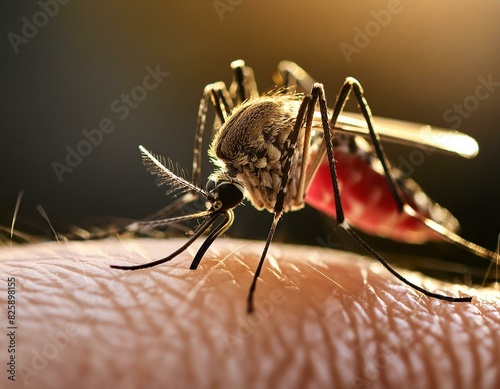Primer plano de un mosquito picando a alguien photo