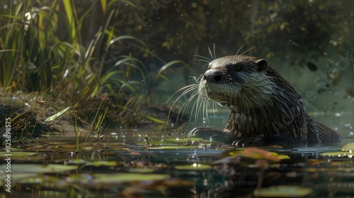Otter delighting in its environment