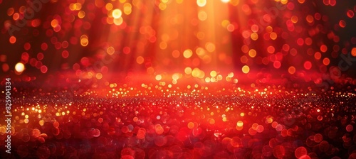 Stunning Abstract Background with Shimmering Red and Golden Bokeh Lights, Generative AI