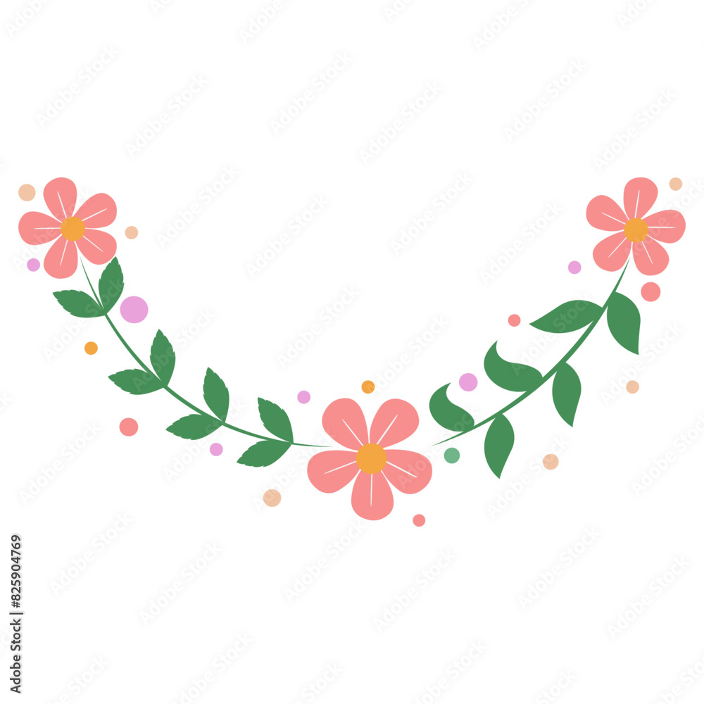 flower branch flower divider flower wreath flower Autumn branch ornament floral divider. element on transparent 