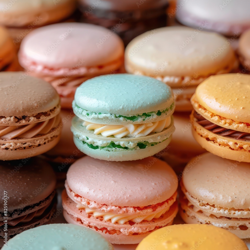 a delightful assortment of colorful macaroons with an array of fillings that tickles the tastebud