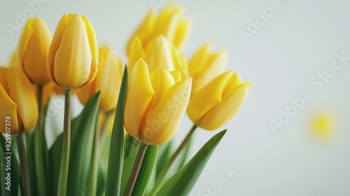 Bright Yellow Tulips Blooming in Springtime Light