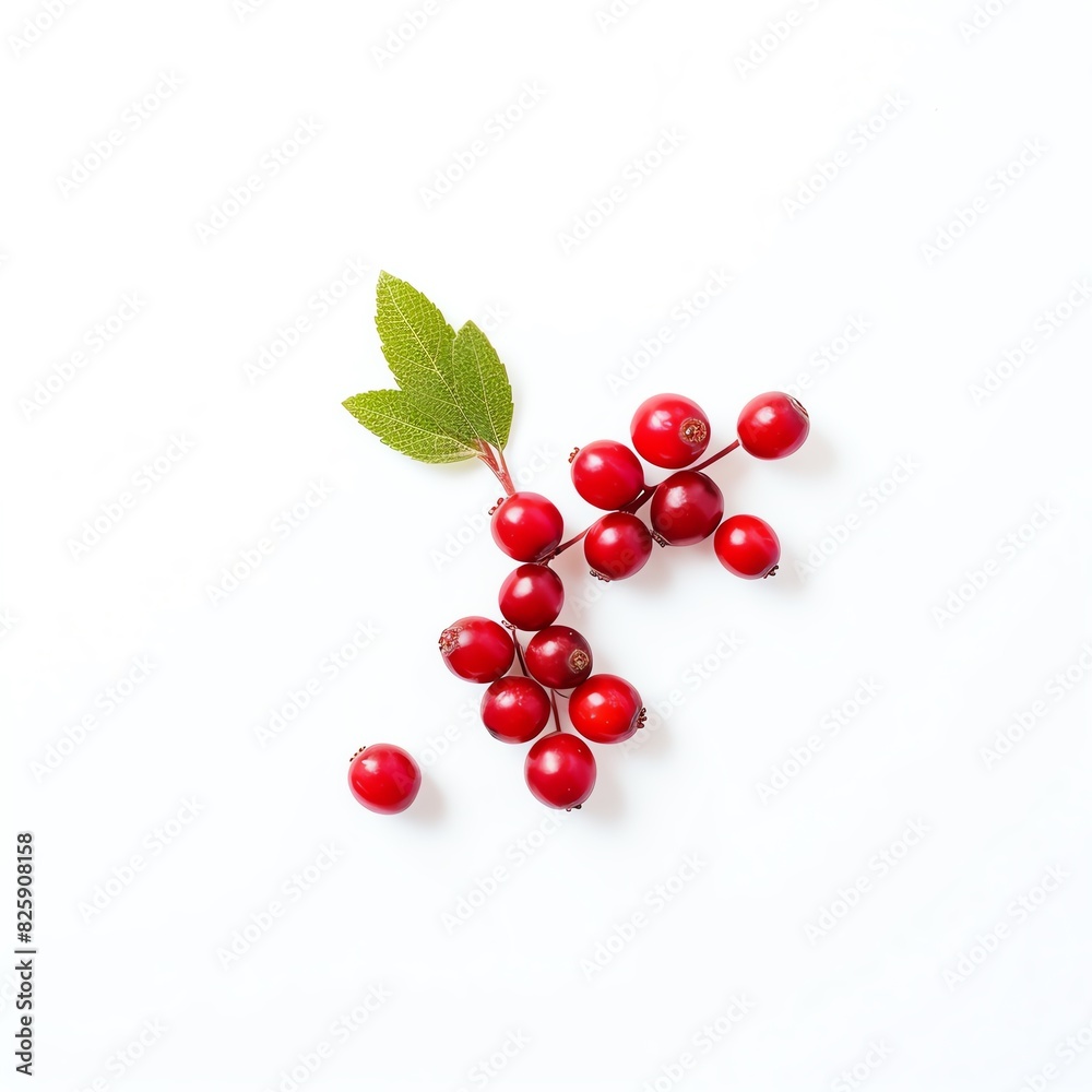 Close-up of fresh red berries on a white background with green leaves, showcasing vibrant, natural beauty and healthy superfood. Close-up of fresh red berries on a white background with green leaves, showcasing vibrant, natural beauty and healthy superfood.