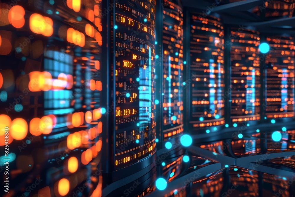 3D Rendering of Digital Database Icon Surrounded by Binary Code
3D Rendering of Digital Database Icon Surrounded by Binary Code