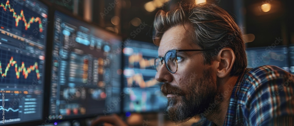 network monitoring, IT professional managing network activity on multiple monitors