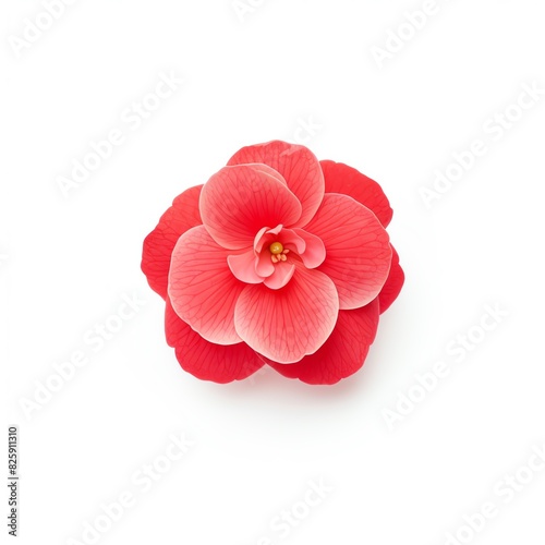 High-quality image of a single pink and red camellia flower with delicate petals on a white background  ideal for nature and floral designs.