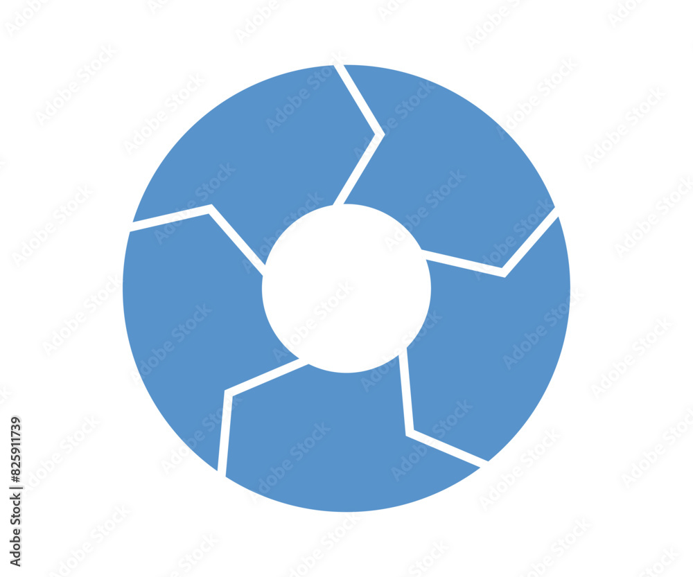 Fototapeta premium Five rotation arrow in circular motion. Circle arrow combination. Circular infographic. Graphic diagram. Design element. Vector illustration isolated on white background.