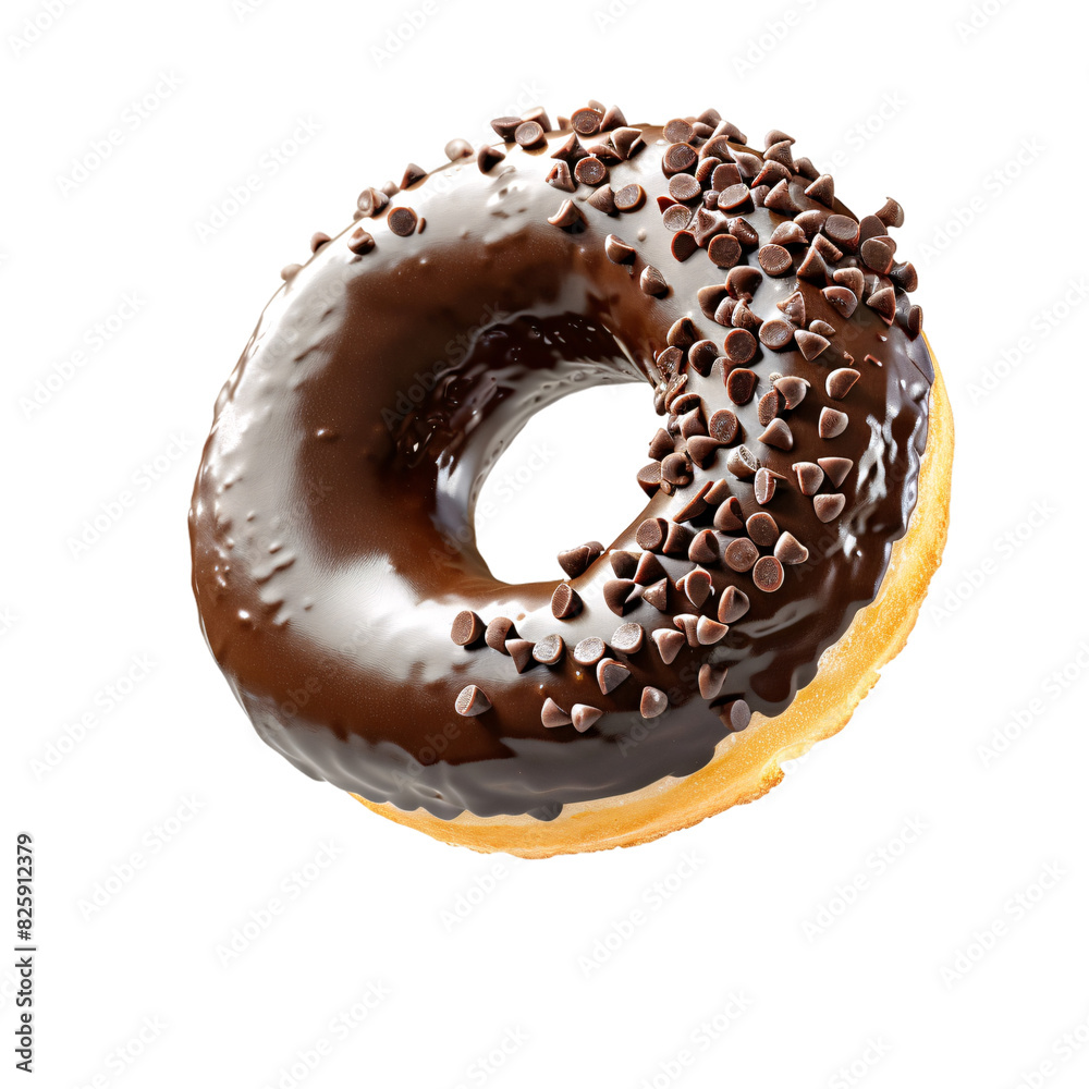 Tasty chocolate doughnut with sprinkles on an isolated background Tasty chocolate doughnut with sprinkles on an isolated background