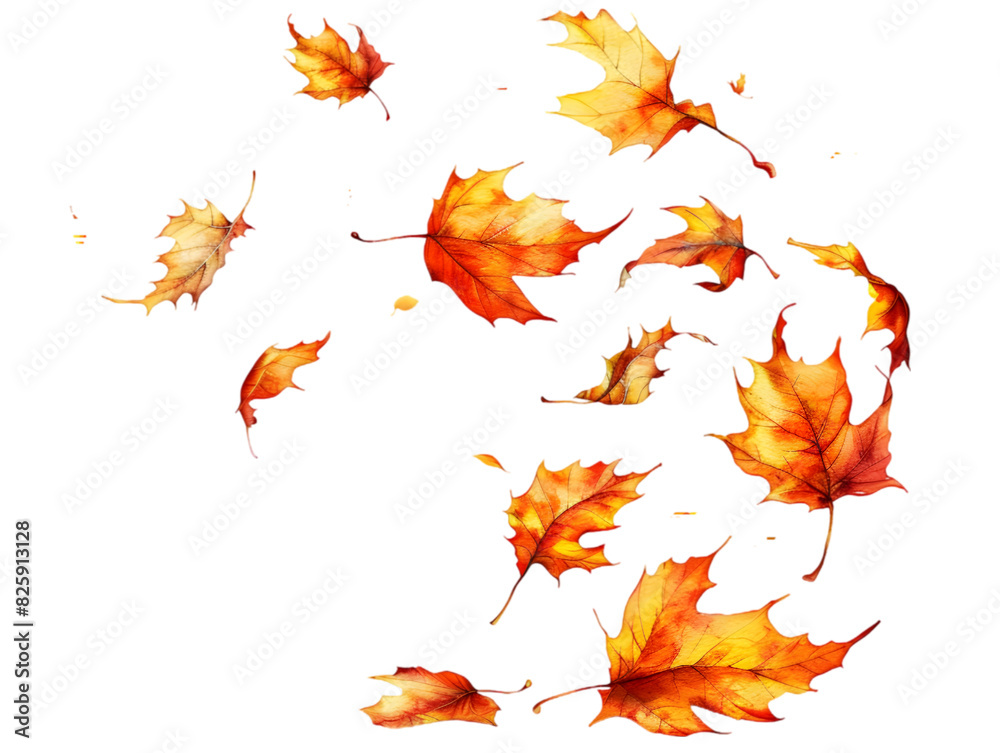 Leaves swirling around isolated on transparent background. Leaves swirling around isolated on transparent background.