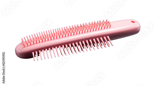 A pink plastic hairbrush isolated on transparent background.