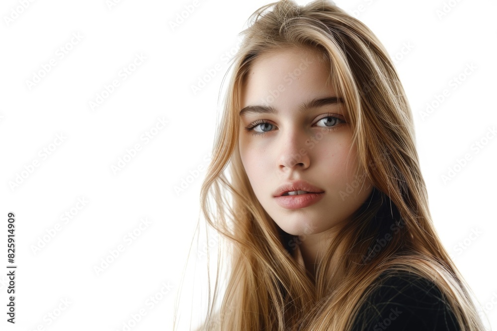 Attractive Woman: Beauty Model with Long Fair Hair in Advertisement Attractive Woman: Beauty Model with Long Fair Hair in Advertisement