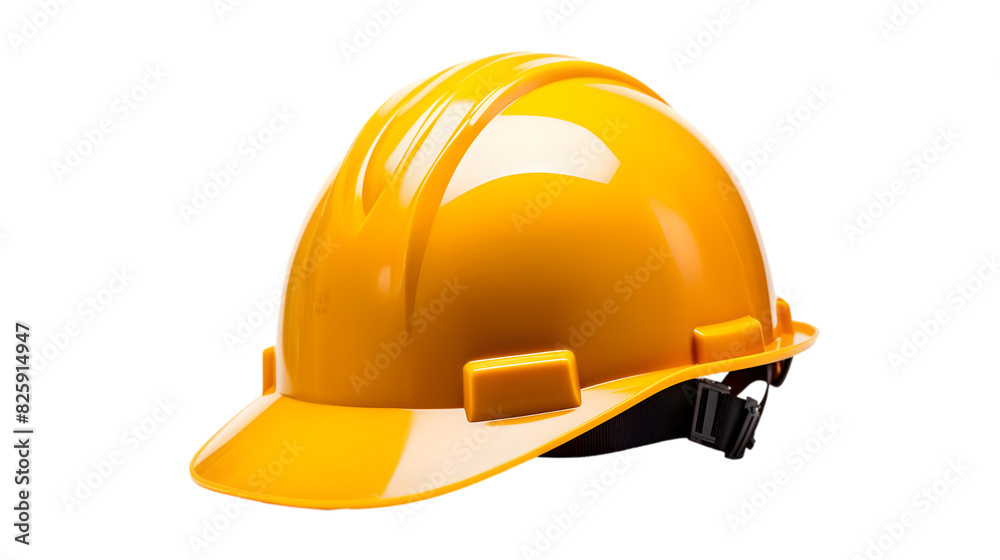 A yellow plastic hard hat isolated on transparent background. A yellow plastic hard hat isolated on transparent background.