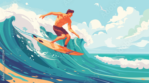 Active summer lifestyle. Man surfing. Water sport Car