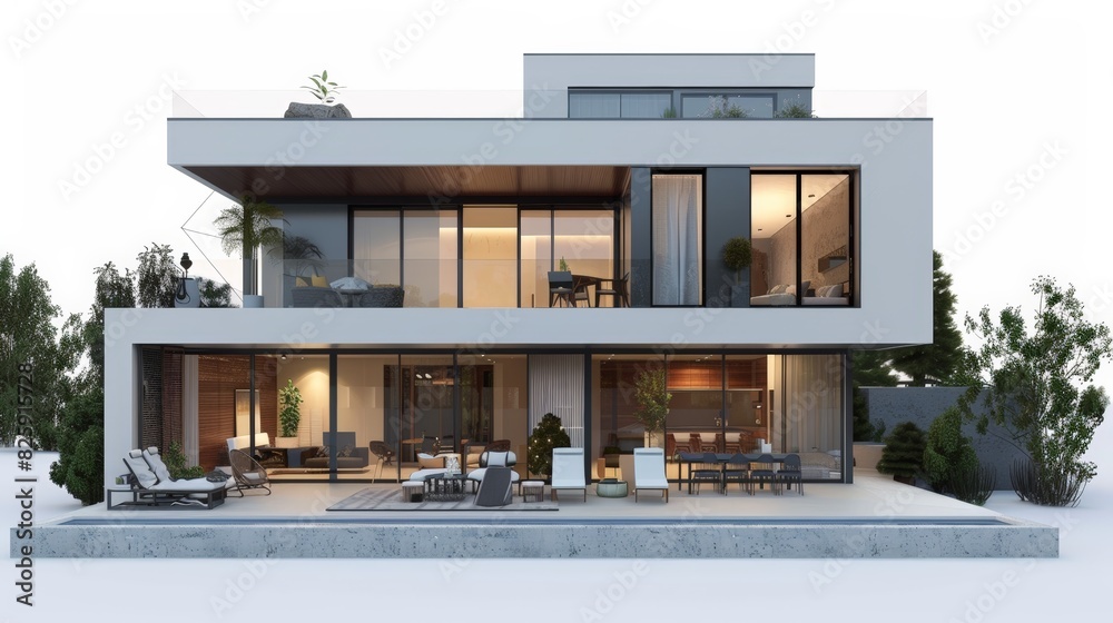 3d rendering of modern house by the river at morning, house, luxury, villa, modern, architecture, building, exterior, residential, property, designer 3d rendering of modern house by the river at morning, house, luxury, villa, modern, architecture, building, exterior, residential, property, designer