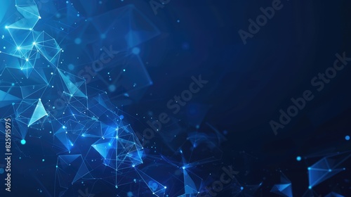 Abstract futuristic - Molecules technology with polygonal shapes on dark blue background. Illustration Vector design digital technology concept