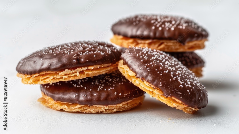 Jaffa Cakes shown separately against a white backdrop close up photo Jaffa Cakes shown separately against a white backdrop close up photo