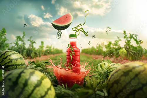 Refreshing Watermelon Juice Bottle Advertisement