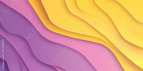 Abstract background with violet and yellow 3D curved shapes photo