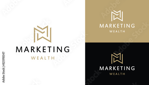 Rotating Initial Letter M W MW MWM with Luxury Elegant Geometric Line Art Logo Design photo