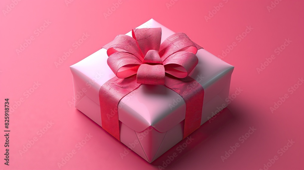Obraz premium red gift box with ribbon