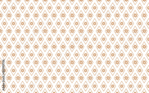 Golden vector geometric seamless pattern. Stylish texture with floral silhouettes diamond shape, grid. Elegant gold and white minimal background. Luxury repeated decorative design