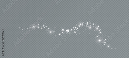 Shining stars.White shiny particles on a transparent background.Sparkling star dust.For packaging of children's toys, gifts, cards, banners.Vector.	 photo