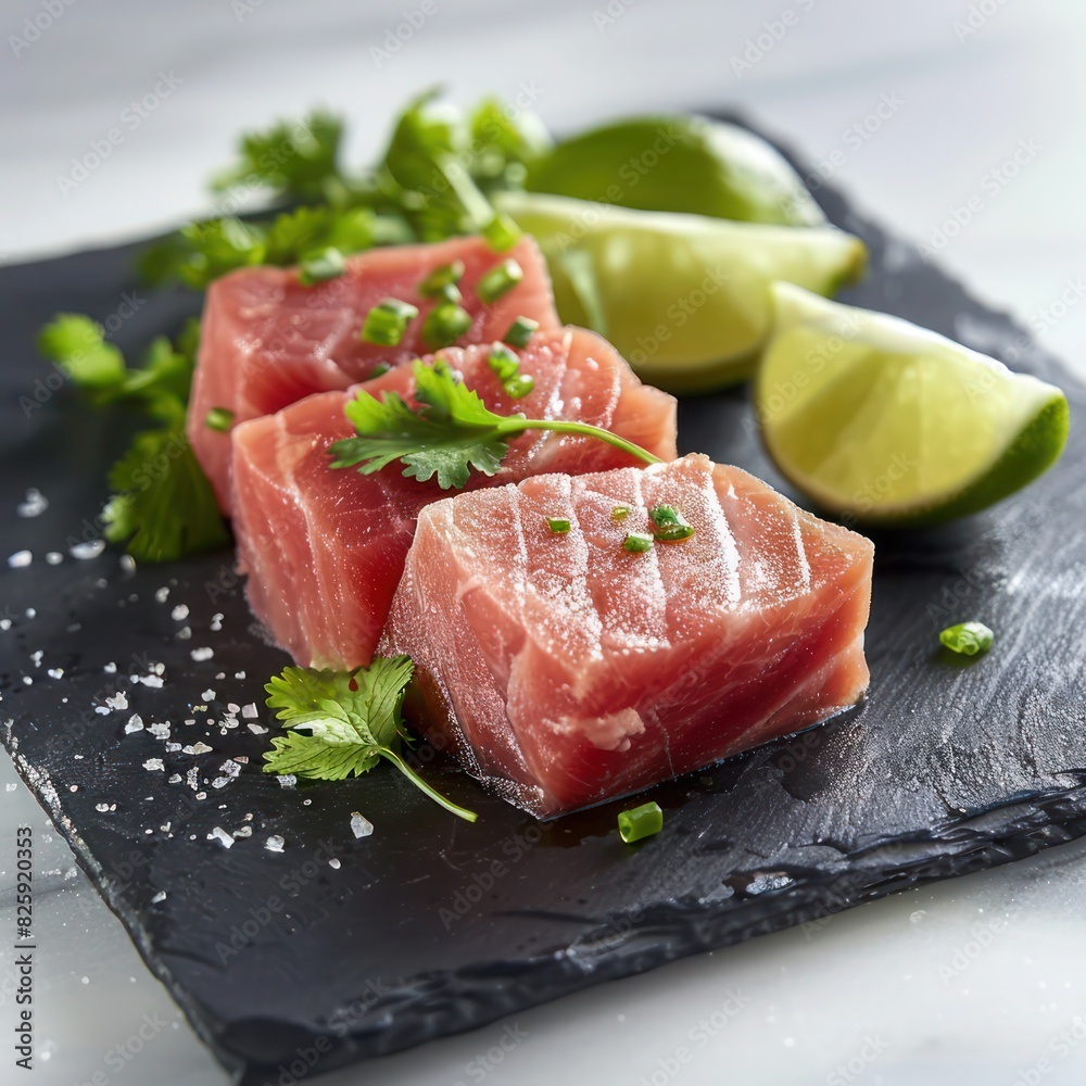 a generous portion of freshly cut raw tuna sashimi a generous portion of freshly cut raw tuna sashimi