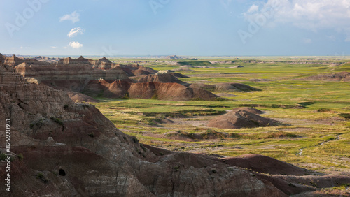 The scenery of Badlands National Park in summer, South Dakota