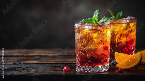 Two iconic cocktails, Gin and Tonic and Negroni, AI Generative