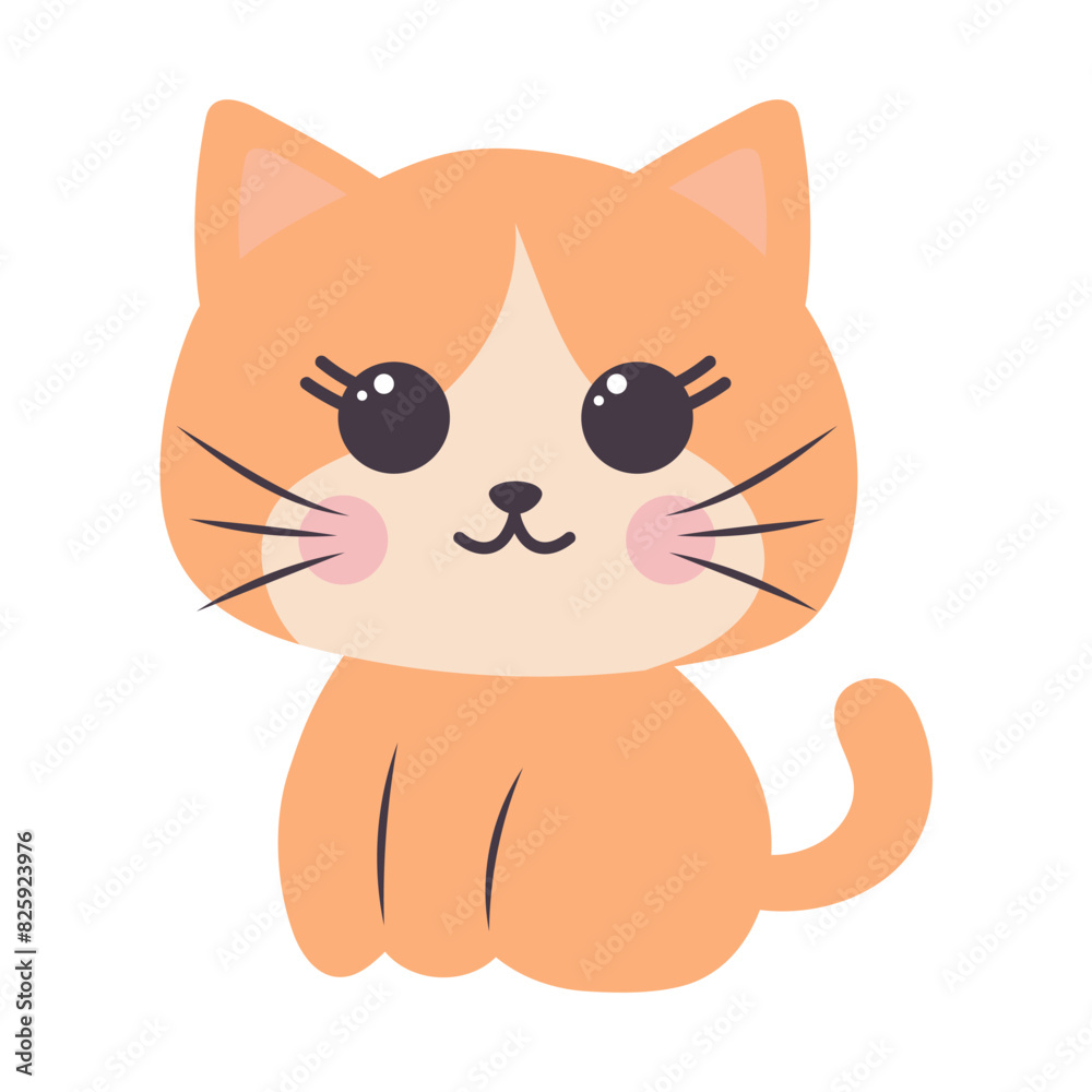 Cute kawaii cat. Cartoon funny kitty character. Vector illustration isolated on white background. Cute kawaii cat. Cartoon funny kitty character. Vector illustration isolated on white background.