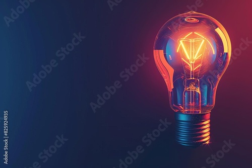 Minimalist illustration of a glowing light bulb, representing ideas, innovation, or energy efficiency photo