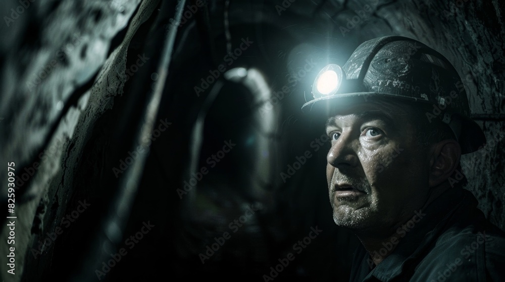As he trudges through the narrow tunnels the coal miners headlamp casts a bright and steady glow providing him with muchneeded visibility.