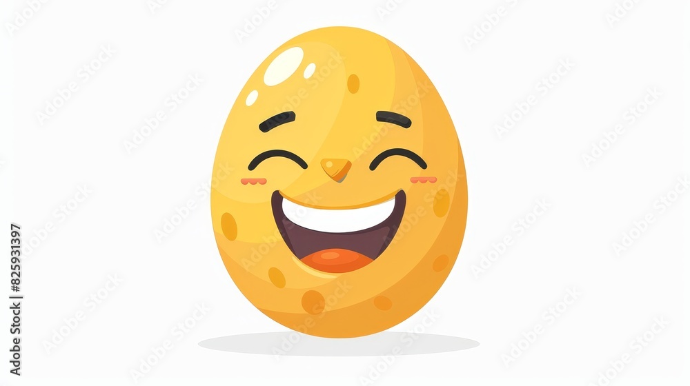 Happy cute smiling egg. Modern flat cartoon character illustration icon. Isolated on white background.
