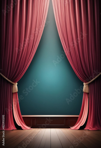 Elegant Product Design Background with Coloured Drapes. Product Stage Template, low light, cinematic light