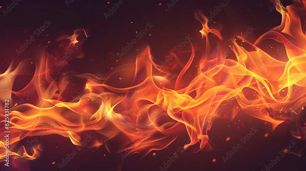Realistic flames on dark background, ideal for themes related to energy or danger Realistic flames on dark background, ideal for themes related to energy or danger