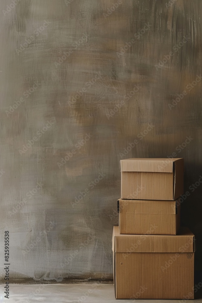 Stacked cardboard boxes, minimal style, plain backdrop, focus on simplicity, subtle textures Stacked cardboard boxes, minimal style, plain backdrop, focus on simplicity, subtle textures