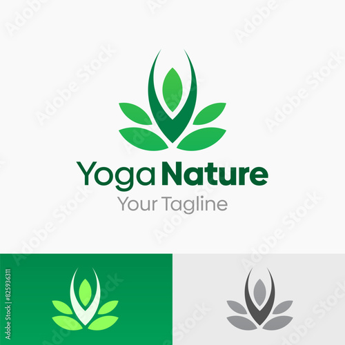Illustration Vector Graphic Logo of Yoga Nature. Merging Concepts of a Yoga and eco, leaf or nature Shape. Good for business, startup, company logo