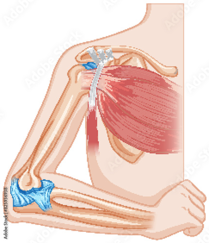 Detailed vector of elbow bone and muscles