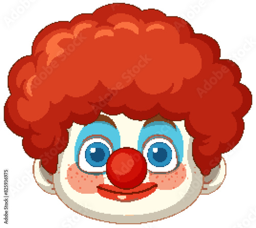 Bright clown face with red hair