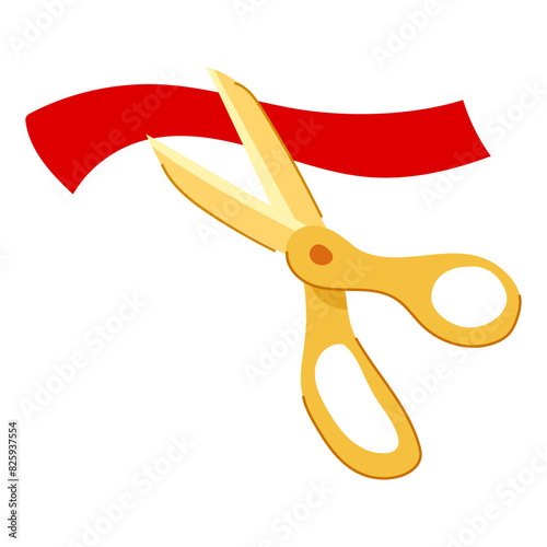 tailor gold scissor cartoon. grand banner, ceremony handle, silver announcement tailor gold scissor sign. isolated symbol vector illustration