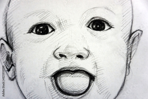 Wallpaper Mural hand drawn sketch drawing baby boy	 Torontodigital.ca