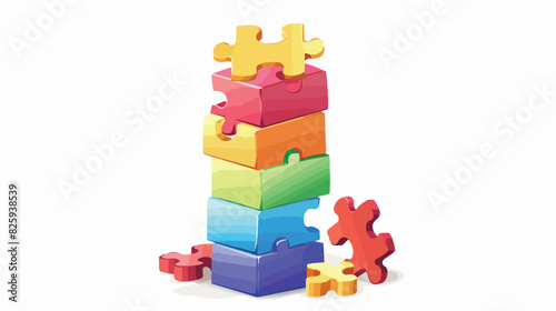Color tower puzzle toy. Baby game icon Cartoon Vector
